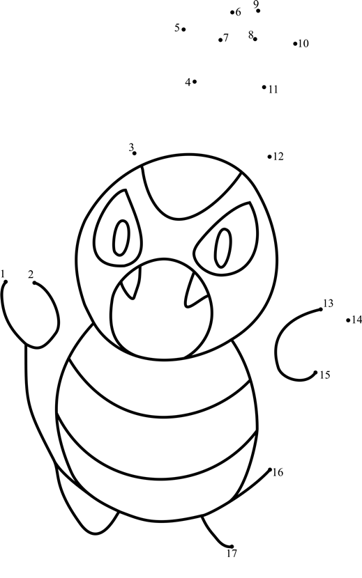 Pokemon-Karrablast-Dot-To-Dot printable dot to dot worksheet