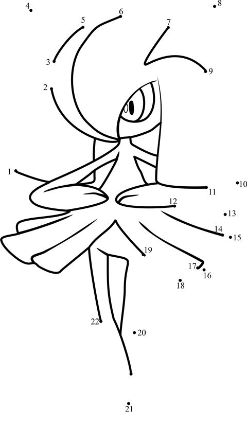 Pokemon-Kirlia-Dot-To-Dot printable dot to dot worksheet