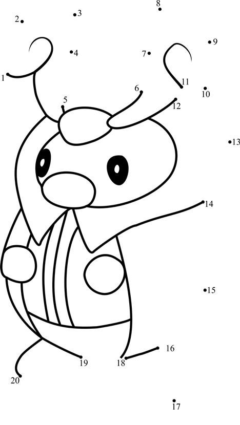 Pokemon-Kricketot-Dot-To-Dot printable dot to dot worksheet