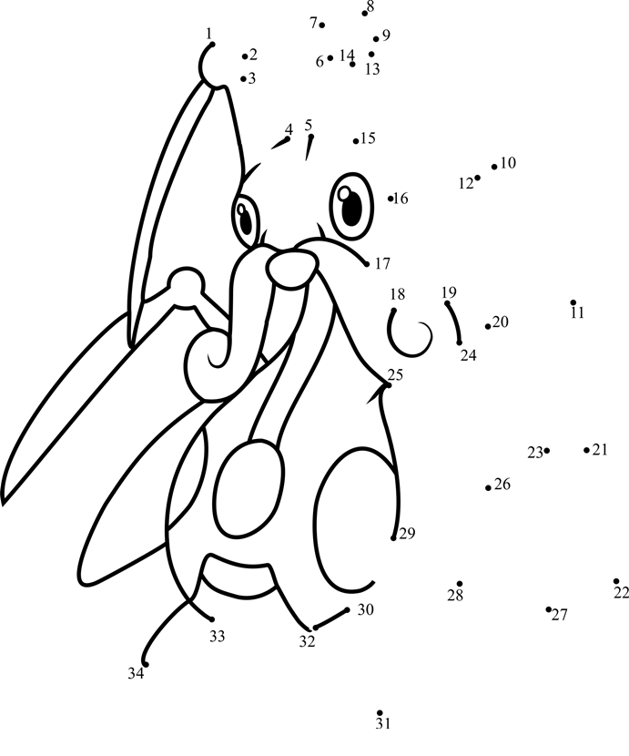 Pokemon-Kricketune-Dot-To-Dot dot to dot worksheets