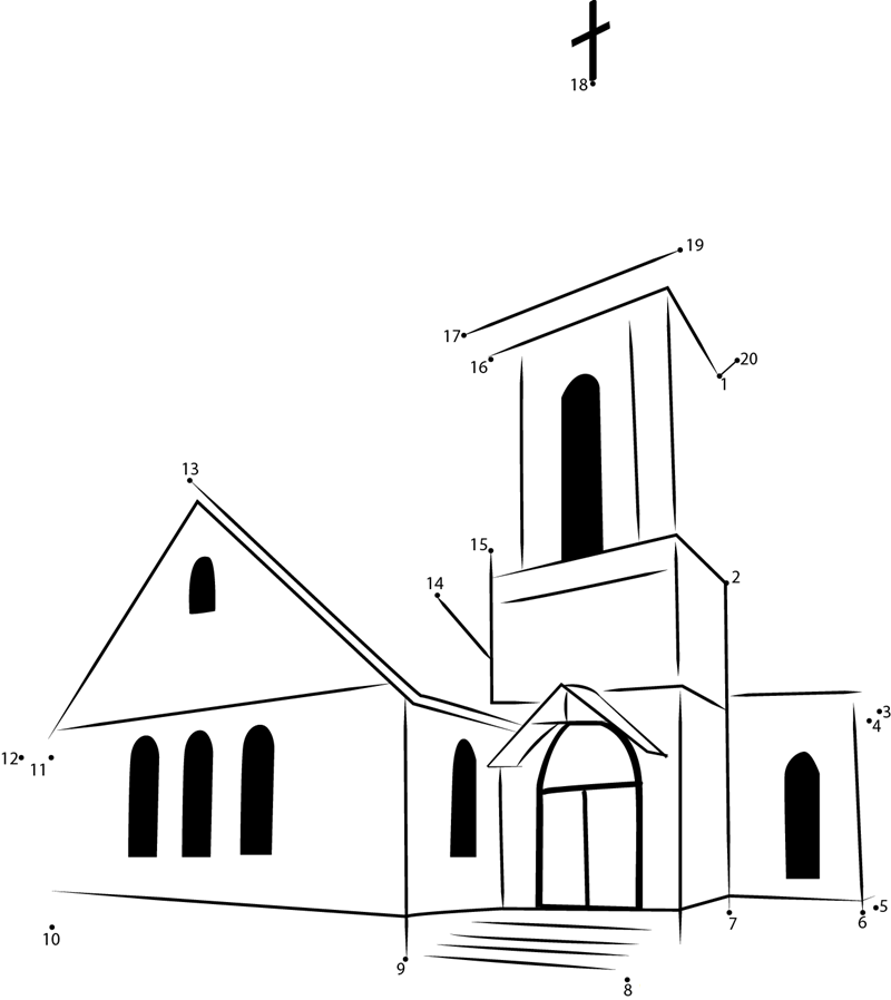 Perfect Church printable dot to dot worksheet