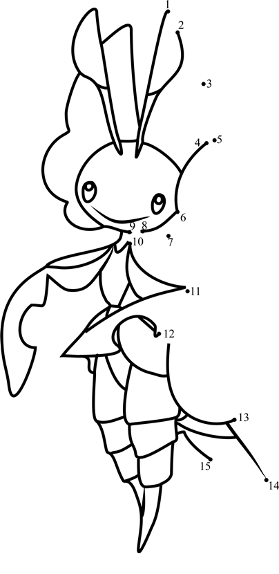 Pokemon-Leavanny-Dot-To-Dot printable dot to dot worksheet