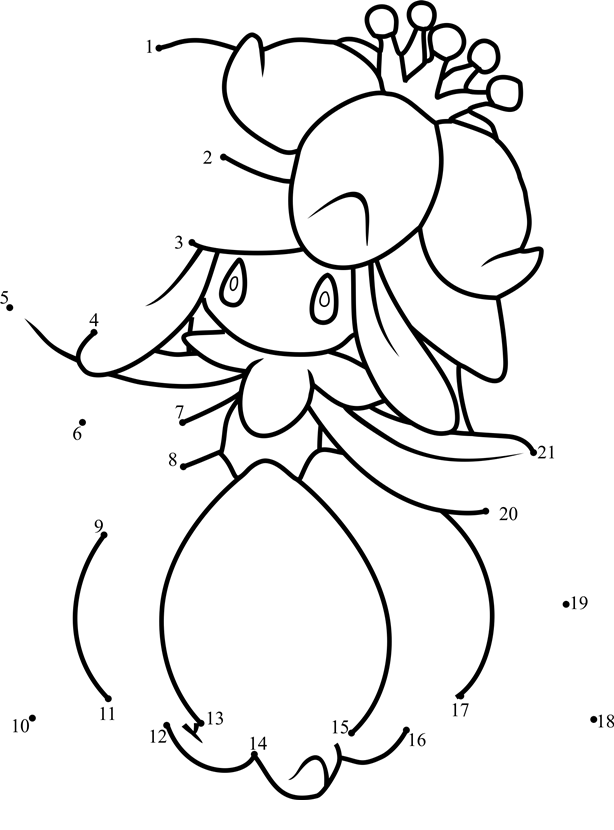 Pokemon-Lilligant-Dot-To-Dot printable dot to dot worksheet