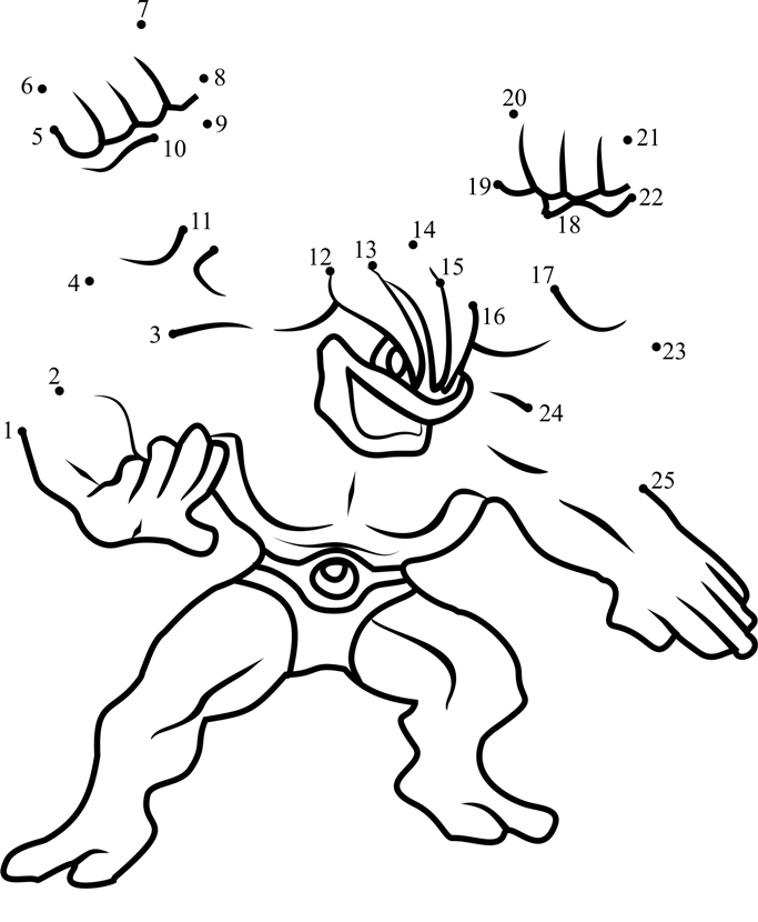 Pokemon-Machamp-Dot-To-Dot dot to dot worksheets