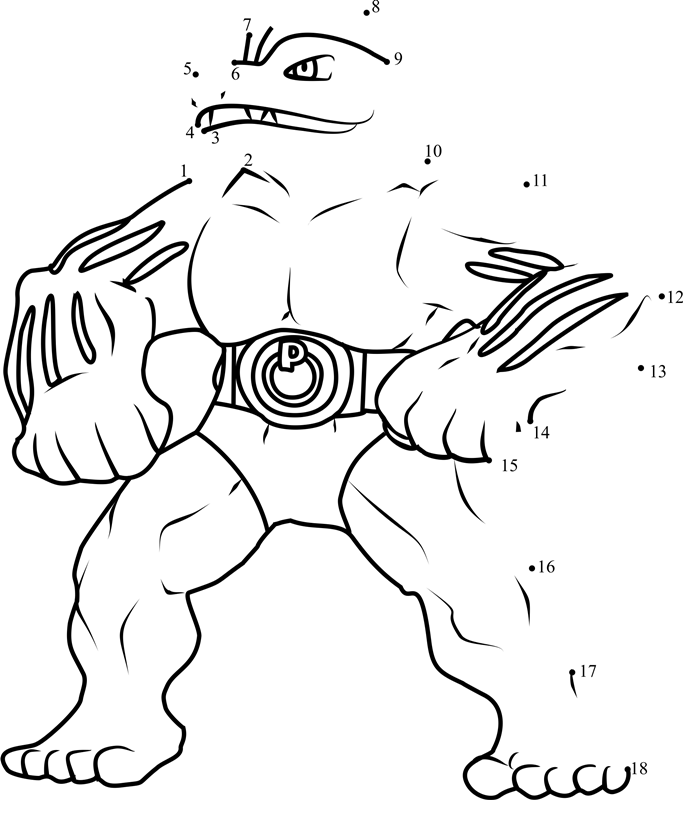 Pokemon-Machoke-Dot-To-Dot printable dot to dot worksheet