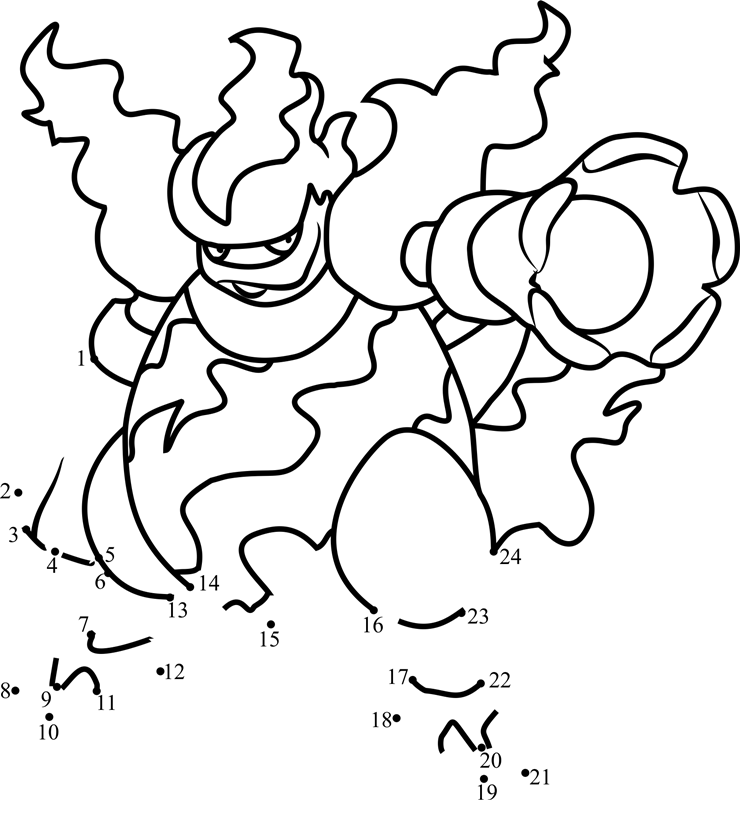 Pokemon-Magmortar-Dot-To-Dot printable dot to dot worksheet