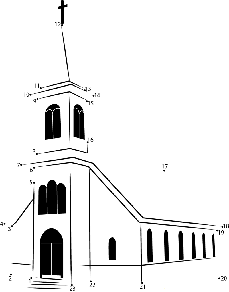 St Ignatius Church printable dot to dot worksheet