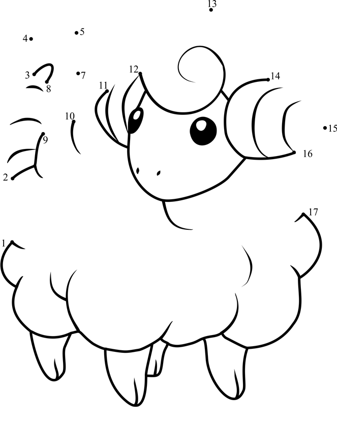 Pokemon-Mareep-Dot-To-Dot dot to dot worksheets