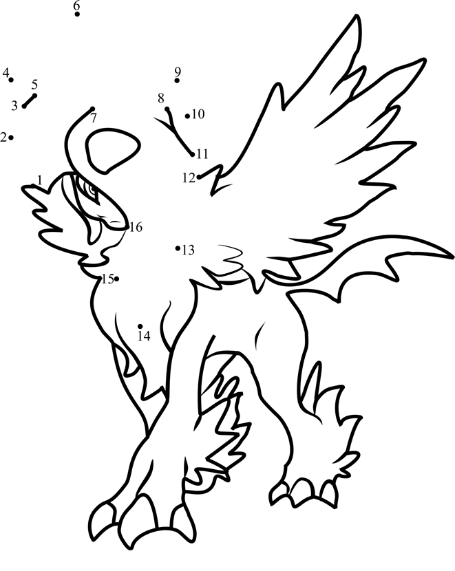 Pokemon-Mega-Absol-Dot-To-Dot printable dot to dot worksheet