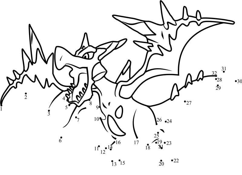 Pokemon-Mega-Aerodactyl-Dot-To-Dot dot to dot worksheets