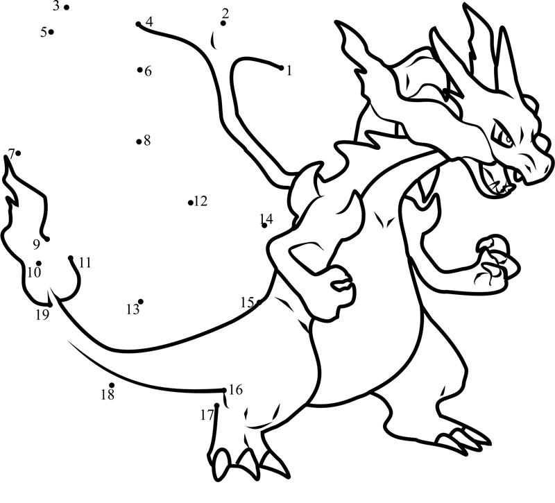 Pokemon-Mega-Charizard-X-Dot-To-Dot printable dot to dot worksheet