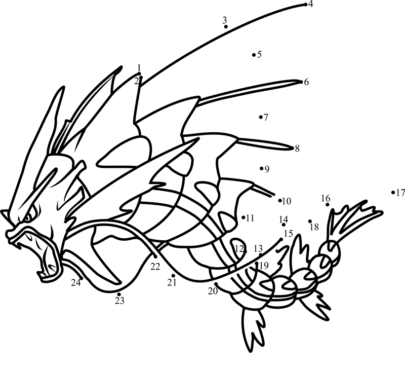 Pokemon-Mega-Gyarados-Dot-To-Dot printable dot to dot worksheet