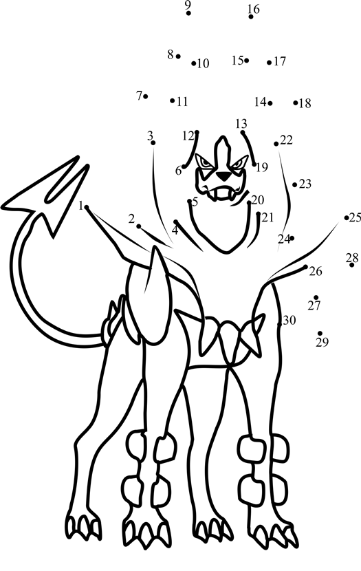 Pokemon-Mega-Houndoom-Dot-To-Dot printable dot to dot worksheet