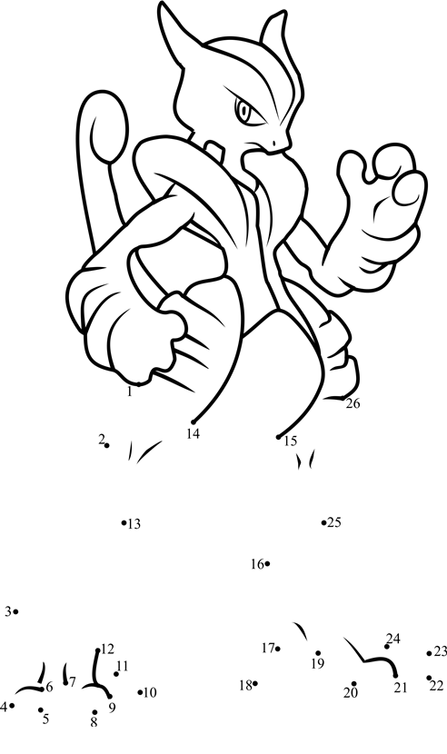 Pokemon-Mega-Mewtwo-X-Dot-To-Dot dot to dot worksheets