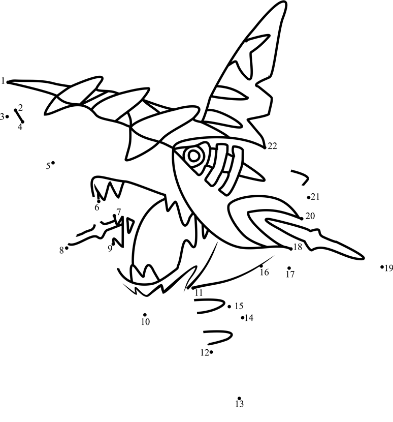 Pokemon-Mega-Sharpedo-Dot-To-Dot dot to dot worksheets