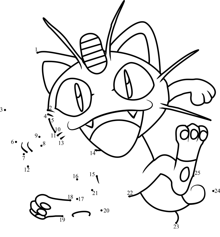 Pokemon-Meowth-Dot-To-Dot dot to dot worksheets