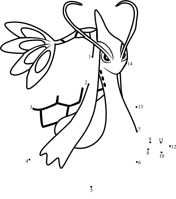 Pokemon-Milotic-Dot-To-Dot printable dot to dot worksheet