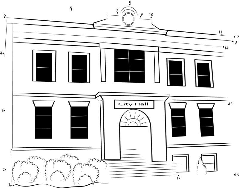 Ansonia City Hall printable dot to dot worksheet