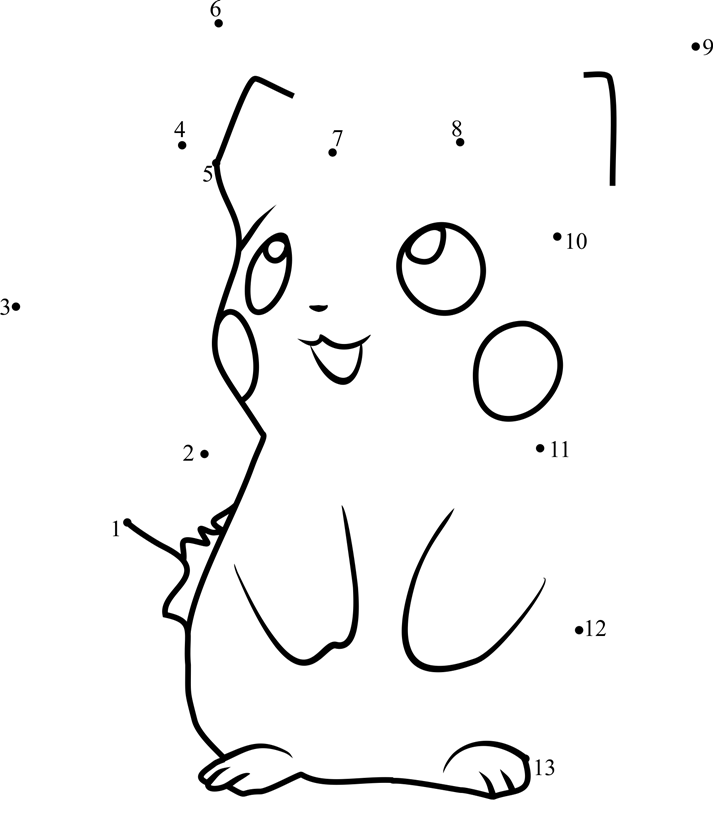 Pokemon-Ninja-Pikachu-Dot-To-Dot printable dot to dot worksheet