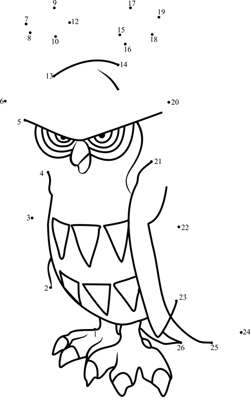 Pokemon-Noctowl-Dot-To-Dot printable dot to dot worksheet