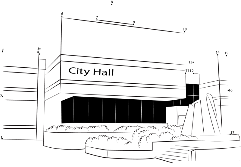 Brantford City Hall printable dot to dot worksheet