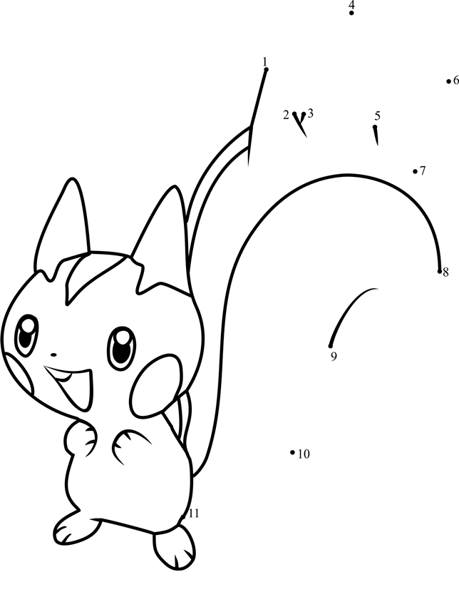 Pokemon-Pachirisu-Dot-To-Dot printable dot to dot worksheet