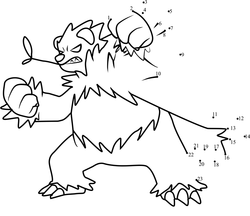 Pokemon-Pangoro-Dot-To-Dot printable dot to dot worksheet