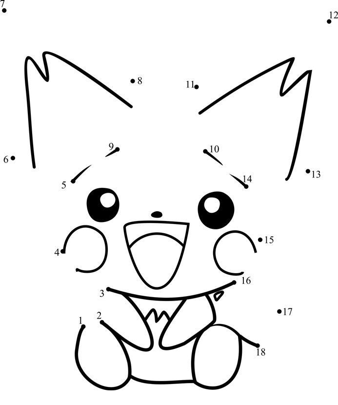 Pokemon-Pichu-Dot-To-Dot dot to dot worksheets