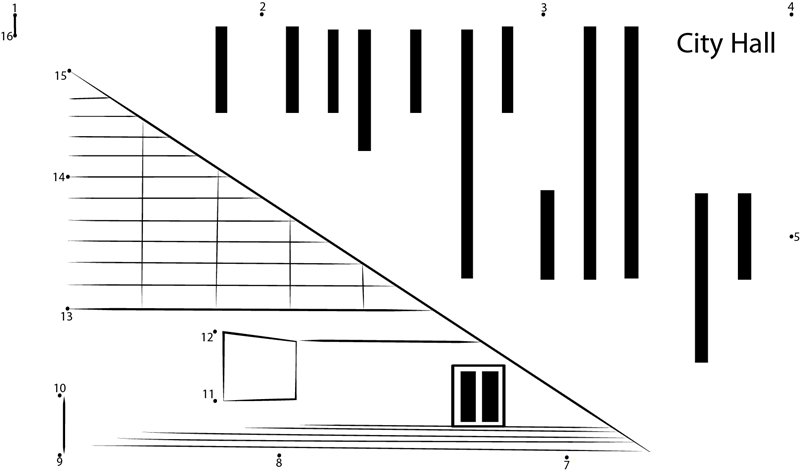 City Hall In Hong Kong printable dot to dot worksheet
