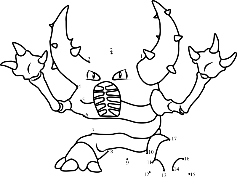 Pokemon-Pinsir-Dot-To-Dot printable dot to dot worksheet