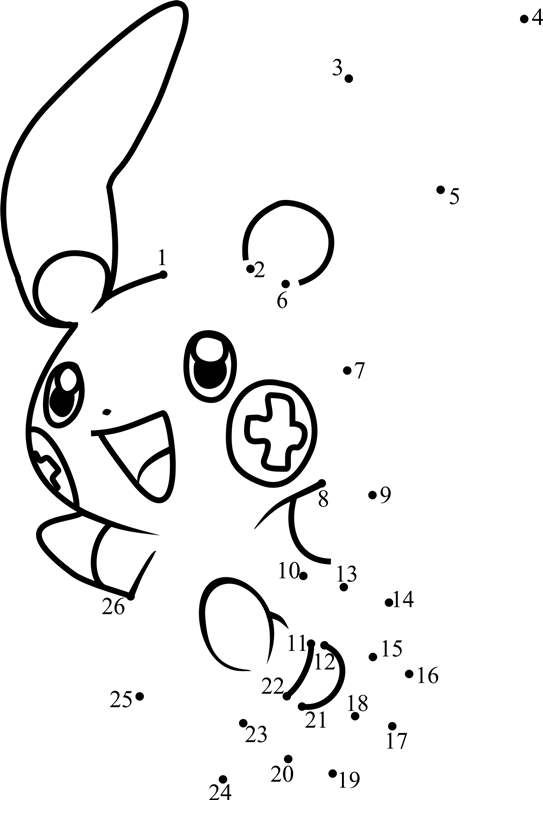 Pokemon-Plusle-Dot-To-Dot printable dot to dot worksheet