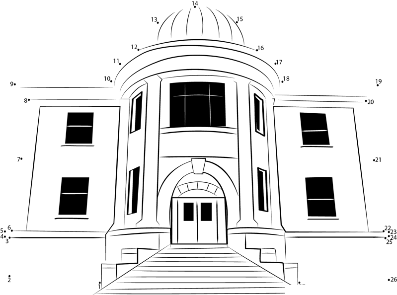 City Hall In United State printable dot to dot worksheet