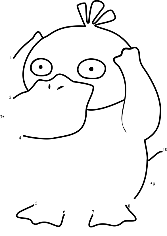 Pokemon-Psyduck-Dot-To-Dot printable dot to dot worksheet