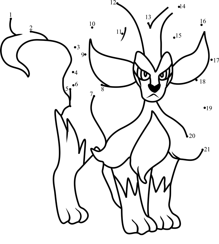 Pokemon-Pyroar-Dot-To-Dot printable dot to dot worksheet