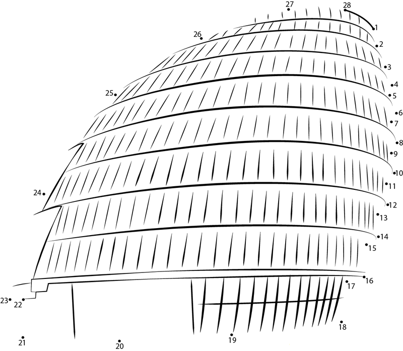 City Hall London printable dot to dot worksheet