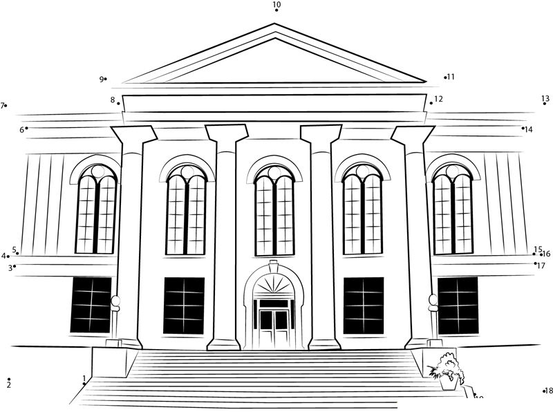 City Hall Thalian printable dot to dot worksheet