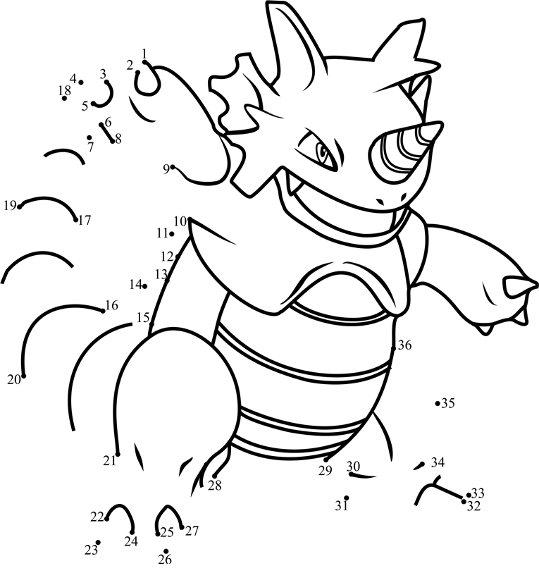 Pokemon-Rhydon-Dot-To-Dot printable dot to dot worksheet