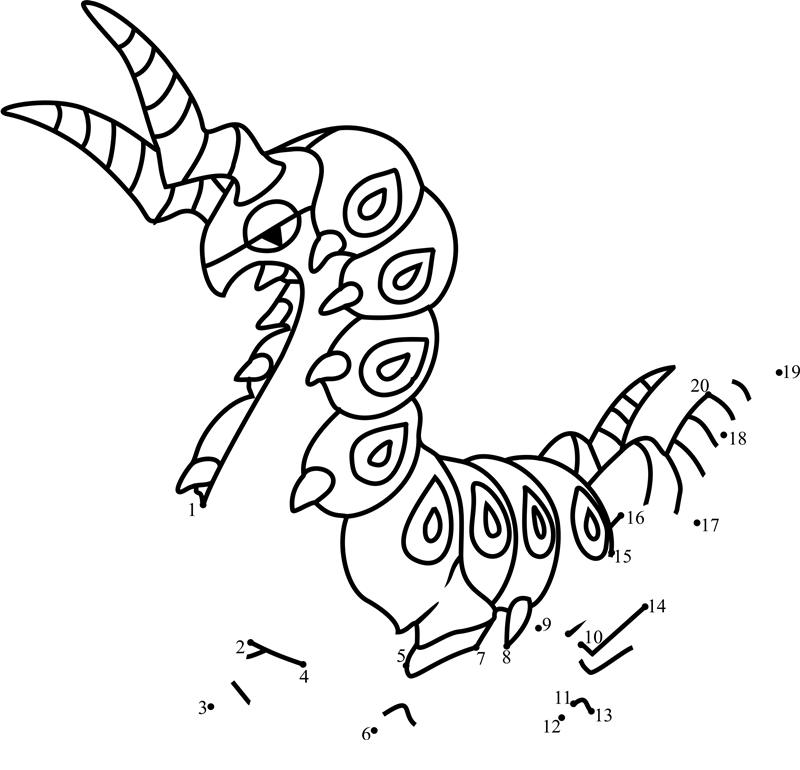 Pokemon-Scolipede-Dot-To-Dot printable dot to dot worksheet