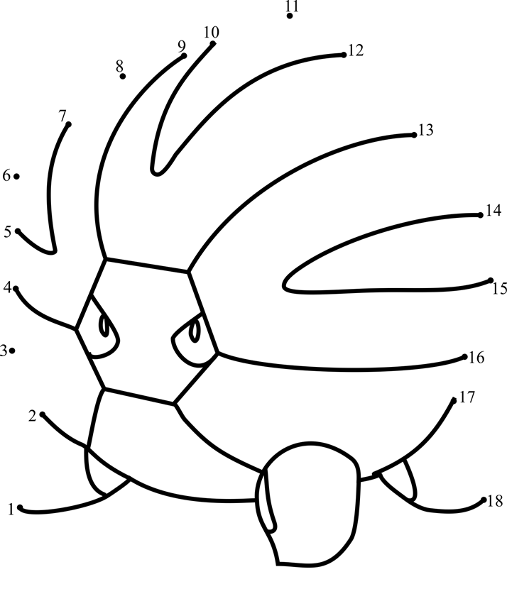 Pokemon-Shelgon-Dot-To-Dot printable dot to dot worksheet