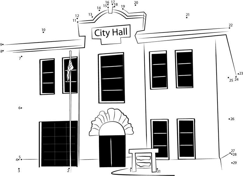 Guild Hall printable dot to dot worksheet