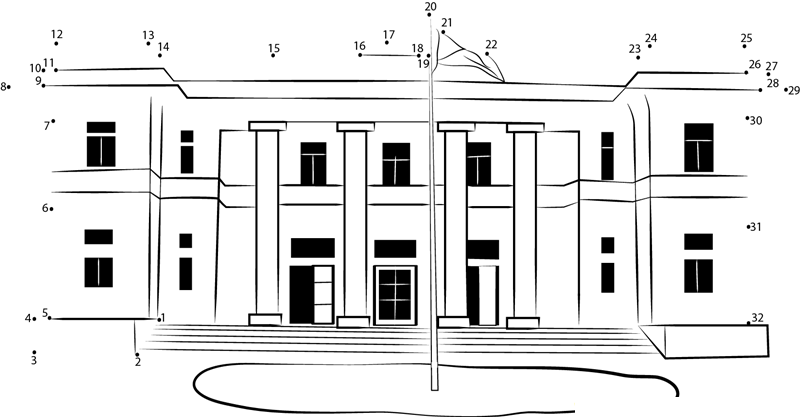 Hartford City Hall printable dot to dot worksheet