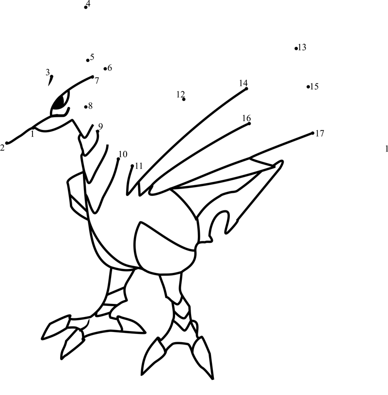 Pokemon-Skarmory-Dot-To-Dot printable dot to dot worksheet