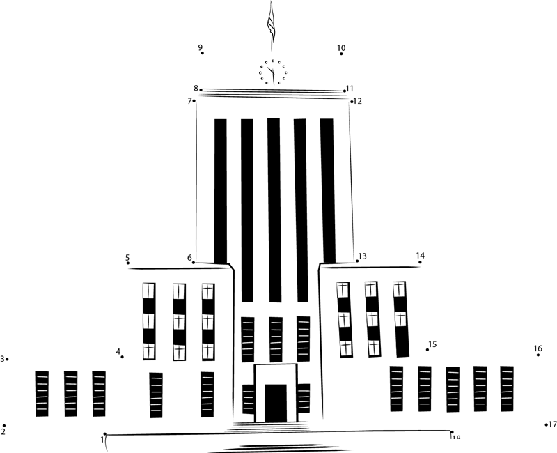 Houston City Hall printable dot to dot worksheet