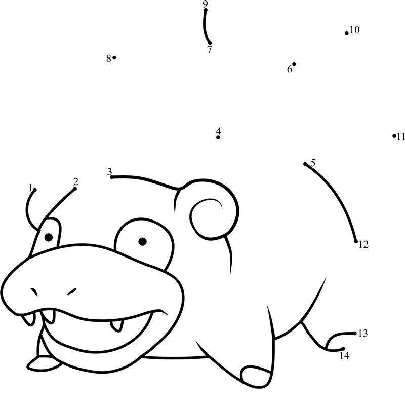 Pokemon-Slowpoke-Dot-To-Dot printable dot to dot worksheet