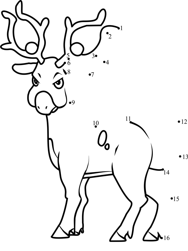 Pokemon-Stantler-Dot-To-Dot printable dot to dot worksheet