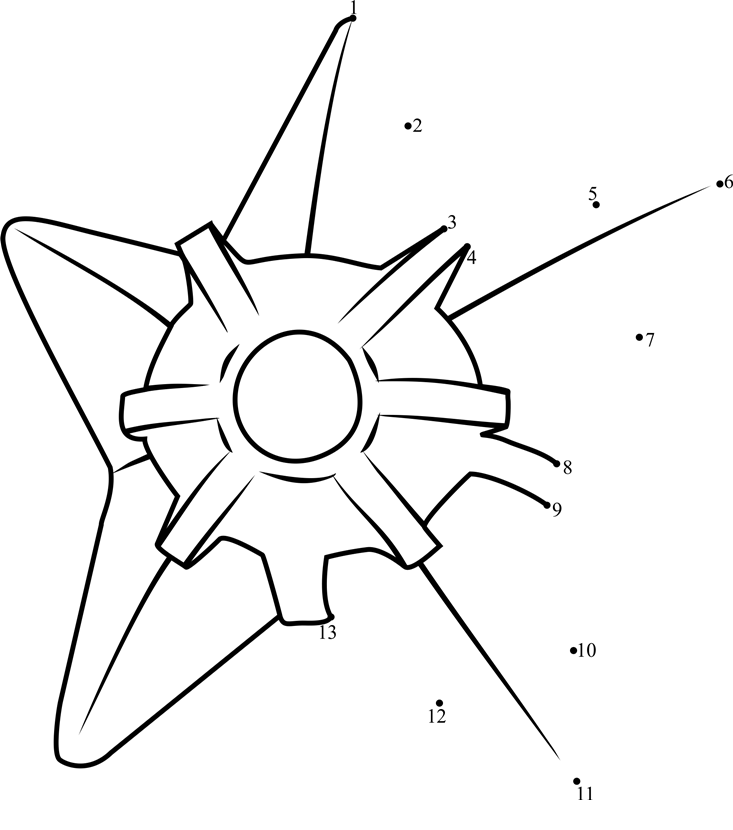 Pokemon-Staryu-Dot-To-Dot printable dot to dot worksheet