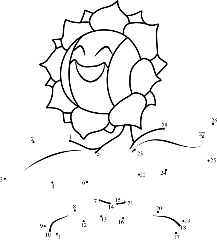 Pokemon-Sunflora-Dot-To-Dot printable dot to dot worksheet