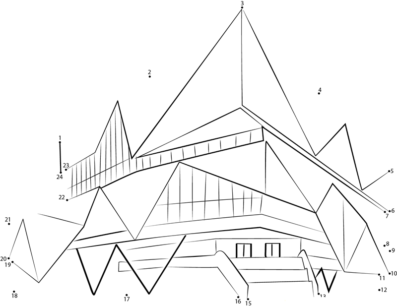 Nieuwegein City Hall printable dot to dot worksheet