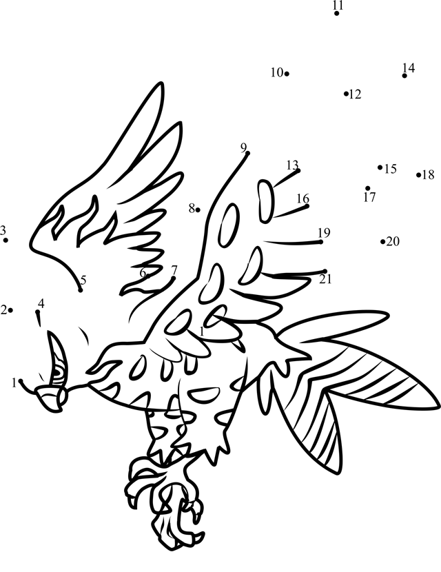 Pokemon-Talonflame-Dot-To-Dot printable dot to dot worksheet