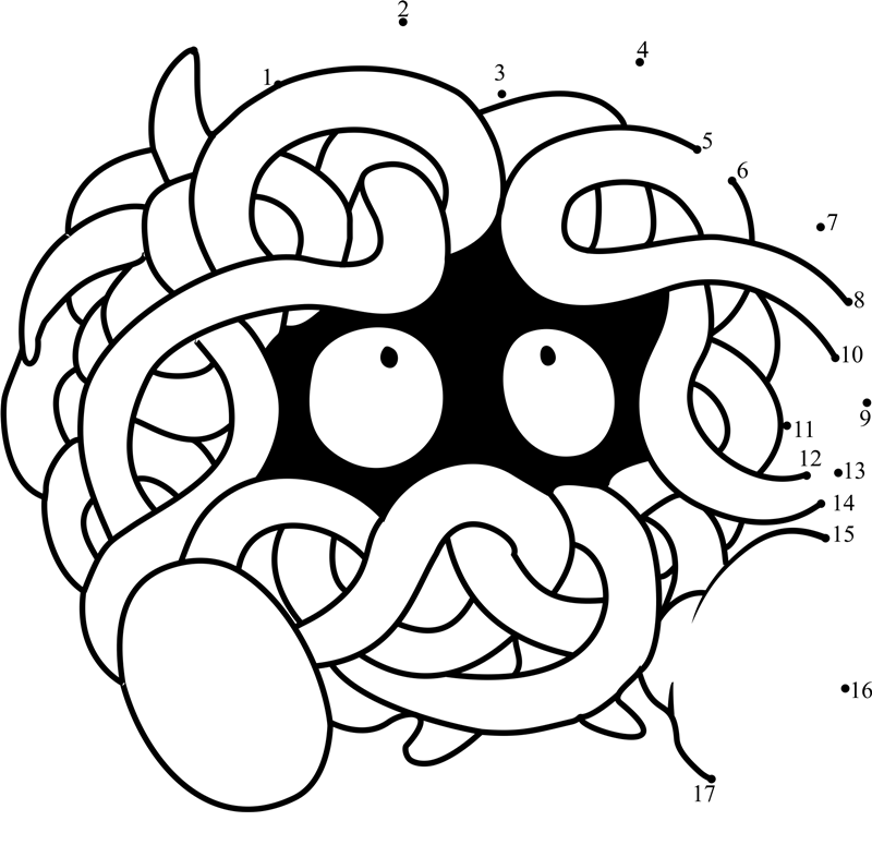 Pokemon-Tangela-Dot-To-Dot printable dot to dot worksheet